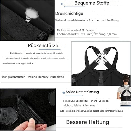 Skanto | Ergonomisk Holdningskorrigeringsenhet for Nakke og Ryggsmerte Lindring Justerbar og Stabil