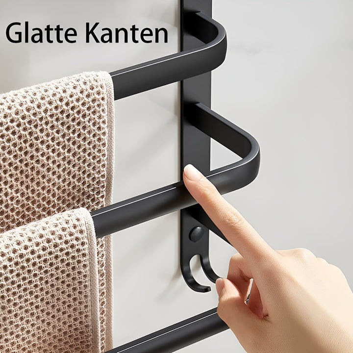 Skanto | HangEase 3-lags veggmontert håndkleholder – Aluminiums plassbesparende design