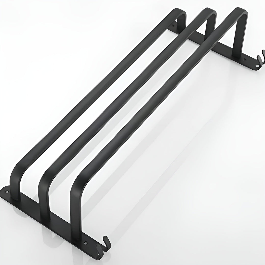 Skanto | HangEase 3-lags håndkleholder – svart veggmontert aluminiumsstativ uten boring