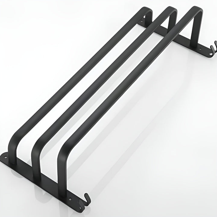 Skanto | HangEase 3-lags håndkleholder – svart veggmontert aluminiumsstativ uten boring