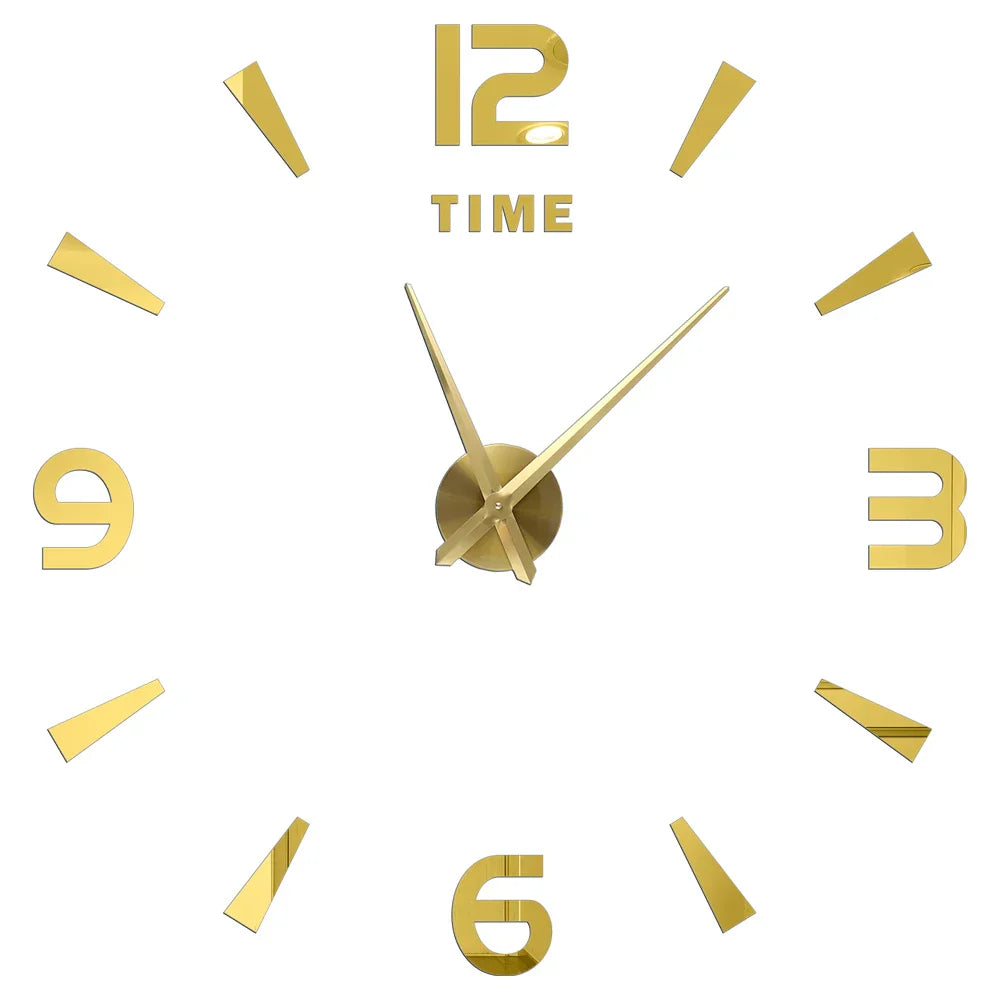 Large DIY 3D Mirror Acrylic Wall Clock for Kitchen, Dining Room, Living Room | Skanto