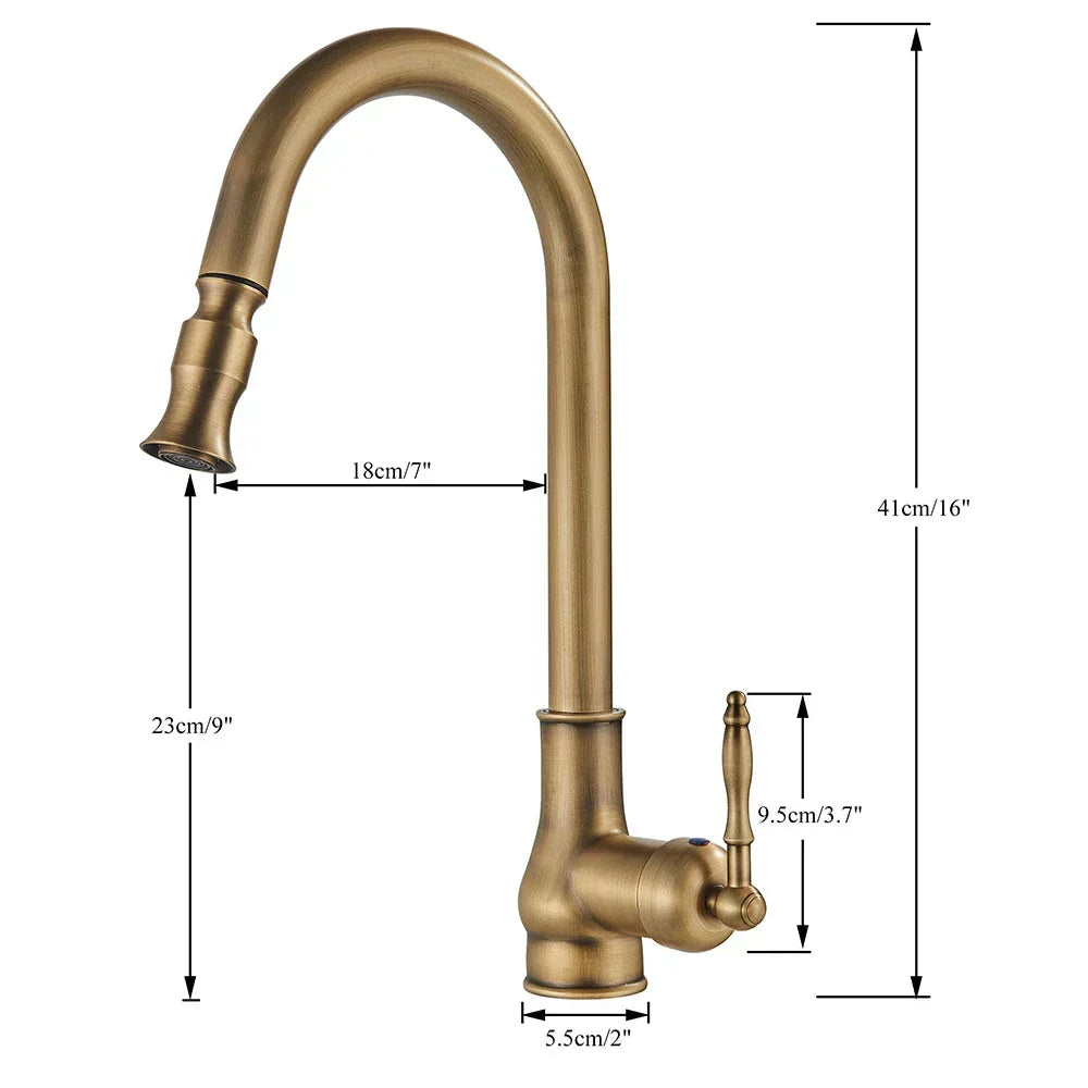 Skanto | VintageTap Antikk Messing Kjøkkenkran – Retro Stil Blandebatteri med Svingtut