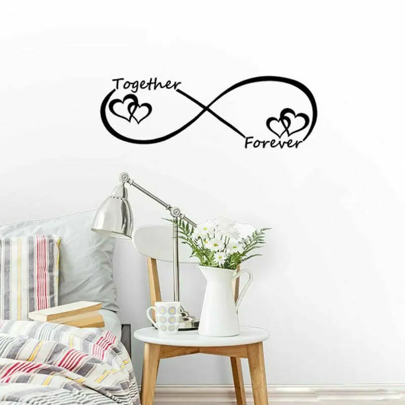 Skanto Together Forever Infinite Love Heart Wall Sticker for Bedroom Removable Peel and Stick Vinyl Wall Decal for Creative DIY Home Decor | Skanto