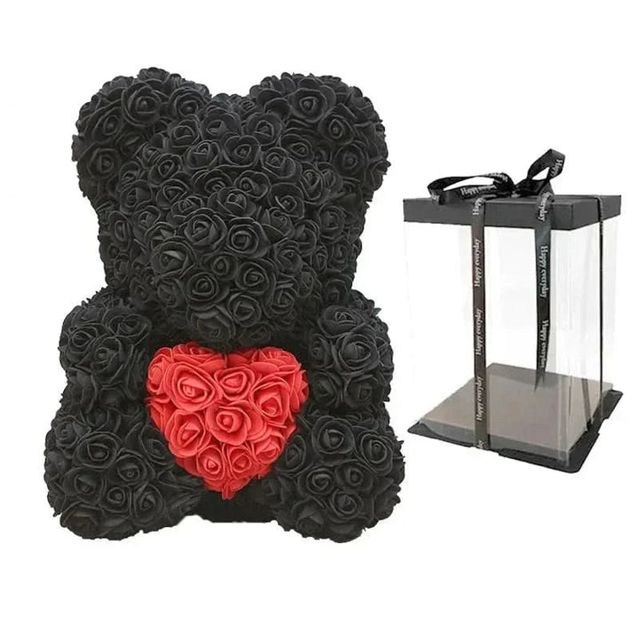 Rosen-Teddybär mit handgefertigten Schaumstoffrosen – 40 cm