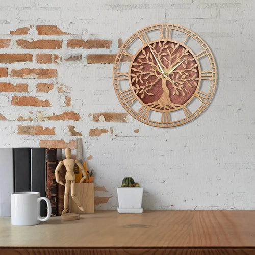 Skanto | WoodArt | Rustikk veggklokke laget av tre i vintage stil