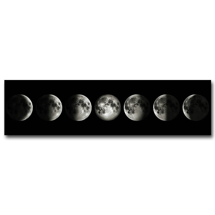 Moon Phases Wide Format Black White Wall Art Canvas Print Pictures For Bedroom Above Bed Living Room Decor | Skanto