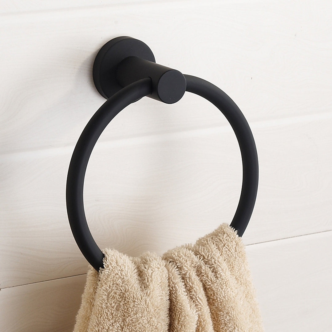 Skanto | Håndkleholder laget av 304 rustfritt stål i krom, Rundt enkelt design, Svart, Europeisk baderoms tilbehør, Rustfritt