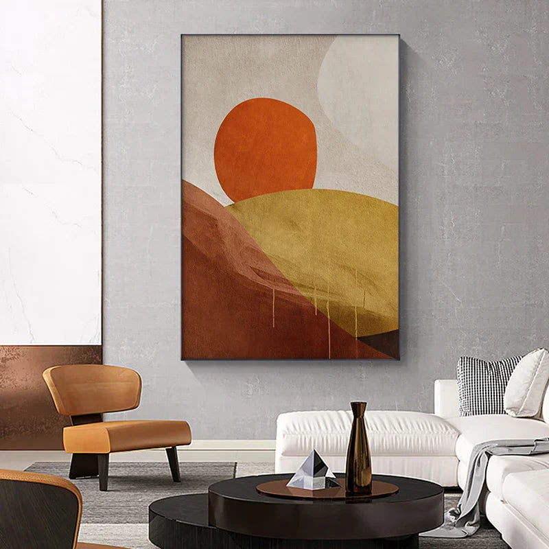 Iøynefallende fargepaletter Moderne abstrakt veggkunst Fin kunst lerretsutskrifter Midtpunkt bilder for urban leilighet Stue kunst for moderne bolig | Skanto