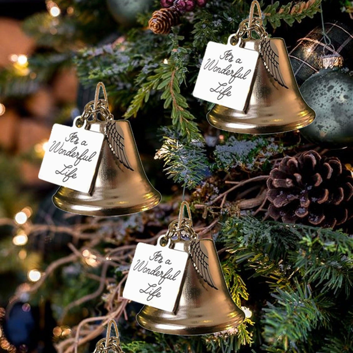 Norvo | 🎄Juletreminne Ornamenter Engelvinger Klokkependant Hengepynt