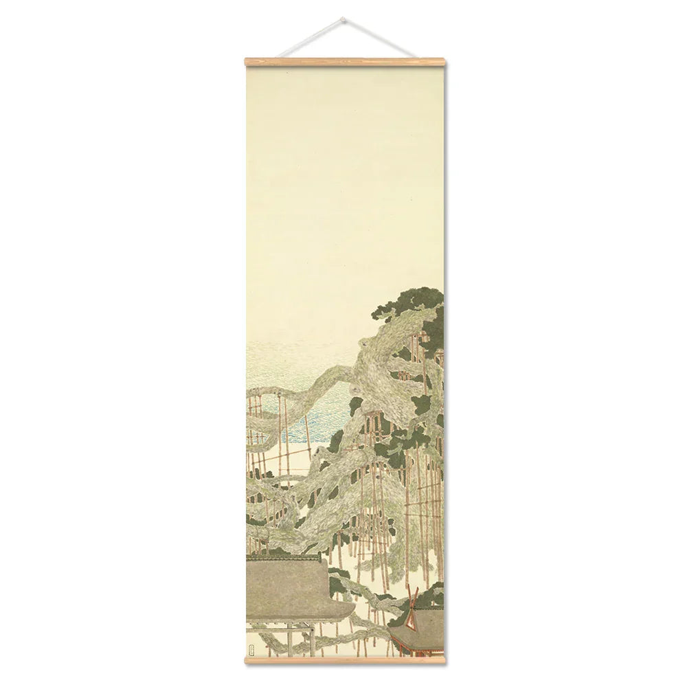 Japansk Ou-Mi Ukiyoe Rulleskriftsutskrift Poster Landskap Veggkunst Bilder Stue Vintage Maleri Bondegård Innredning