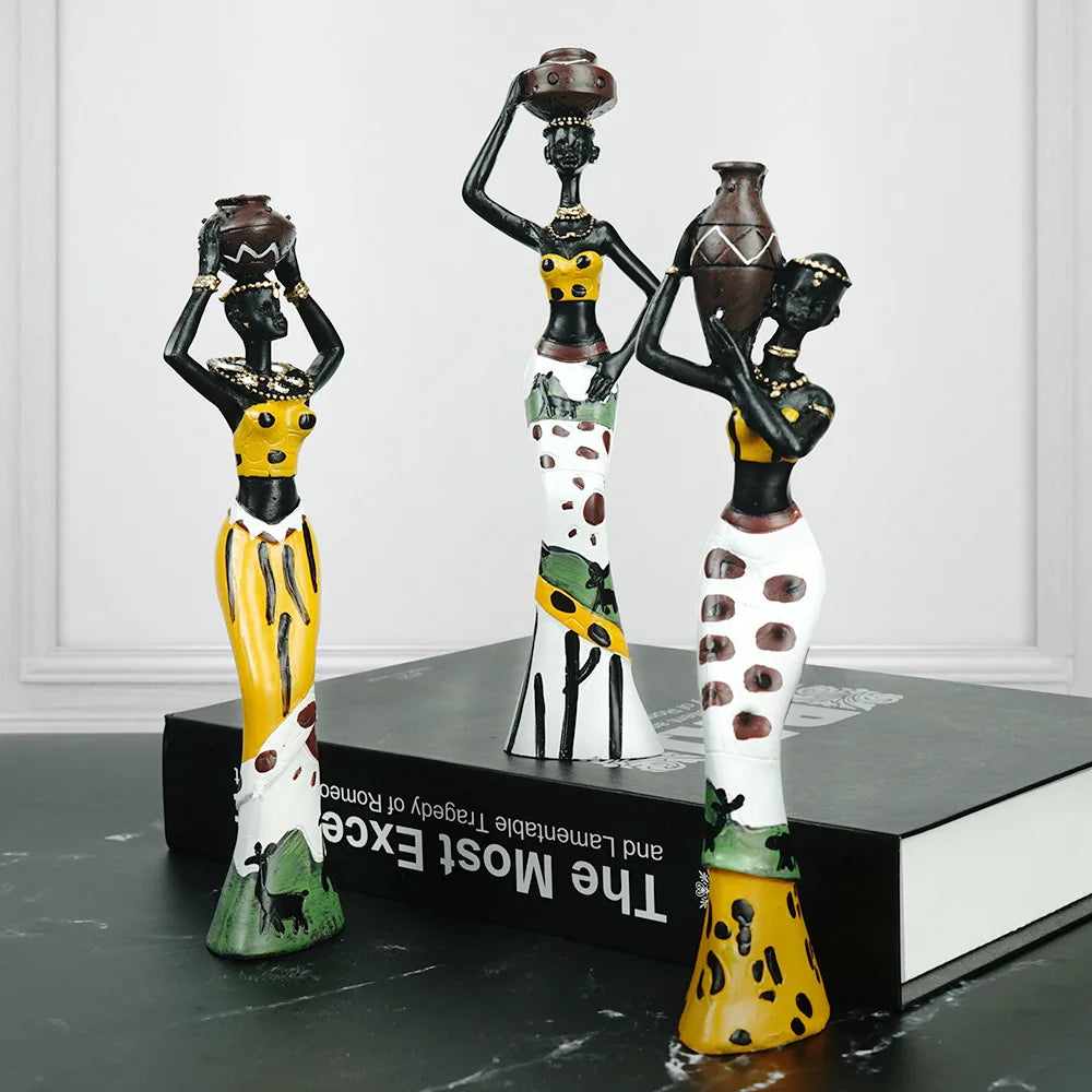 Skanto Decor Dekorative Statuer Skulptur Hus Skanto Dekorasjon Stue Svart Folk Tilpasset Dukke Tre-dels Harpiks Håndverk