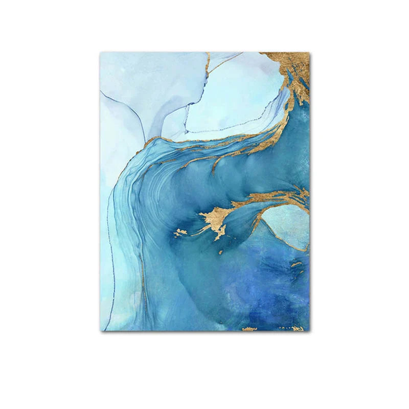 Blue Aqua Azure Marble Print Wall Art Fine Art Canvas Prints Abstract Pictures for Modern Living Room Hotel Room Home Office Decor | Skanto