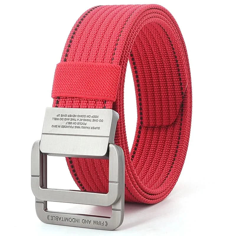 Skanto | Unisex lerretsbelte – Dobbel metallring spenne, justerbar