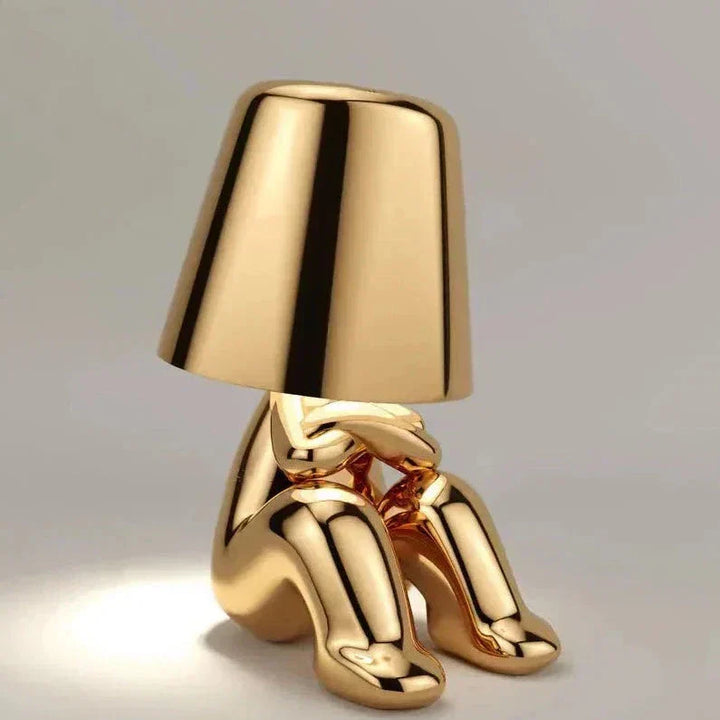 Skanto | Golden Man LED Tenke Bordlampe – Leken Nattbordlampe for Soverom & Dekor