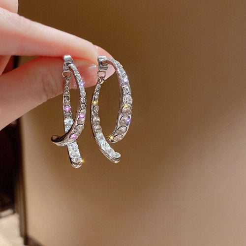 Skanto | Koreansk stil rhinestone geometriske øreringer