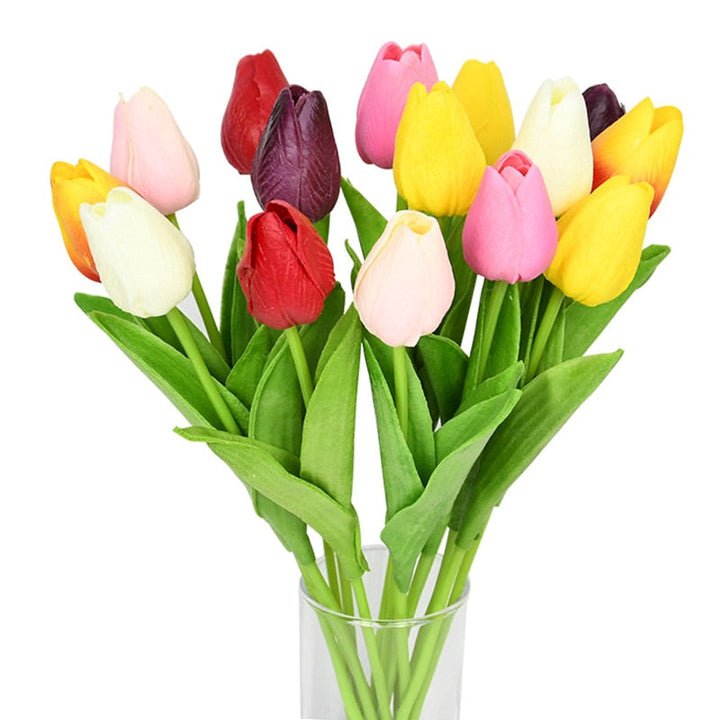 Skanto | Kunstig Blomsterbukett med Tulipaner, Dekorasjon (10 Stykker)