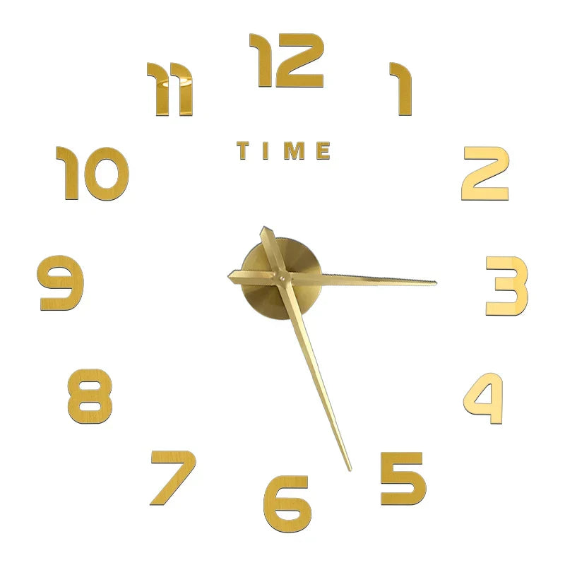 Large DIY 3D Mirror Acrylic Wall Clock for Kitchen, Dining Room, Living Room | Skanto