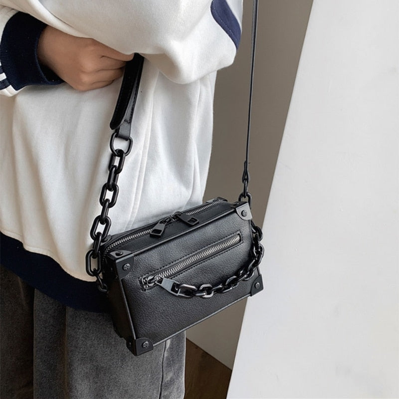 Skanto | Unisex Crossbody Kjede Lær Budveske