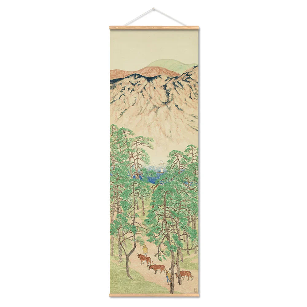 Skanto | Japansk Ou-Mi Ukiyoe Rulleskrifts Plakat Landskaps Veggkunst Bilder Stue Vintage Maleri Landhus Innredning