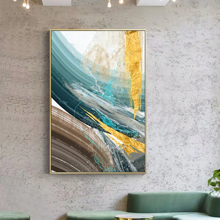 Abstract Green Brown Color Splash Wall Art Fine Art Canvas Prints Modern Colorful Pictures For Living Dining Contemporary Home Decor | Skanto