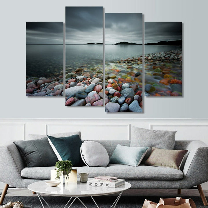 Abstrakt Moderne Flerestein Landskap-Canvas Veggkunst Maleri 4 Deler | Skanto