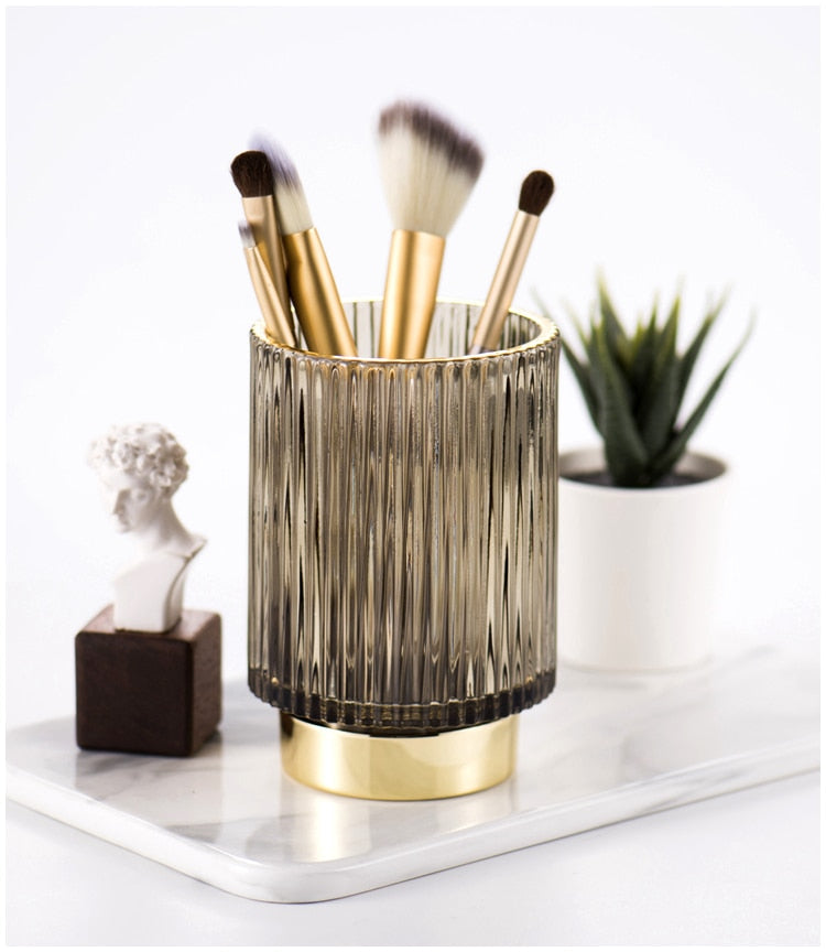 Skanto | Elise Gullfolie Glass Makeup Halter & Organizer