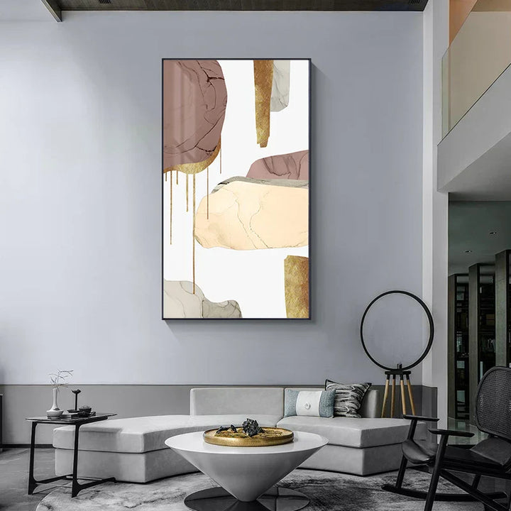 Neutral Colors Mauve Beige Golden Abstract Wall Art Fine Art Canvas Prints Pictures For Modern Apartment Living Room Luxury Interiors Art Decor | Skanto
