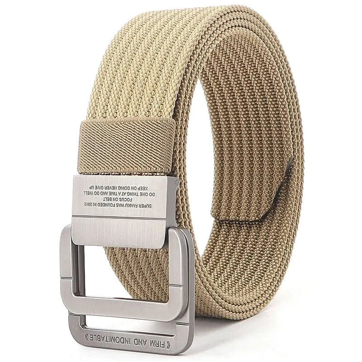 Skanto | Unisex lerretsbelte – Dobbel metallring spenne, justerbar