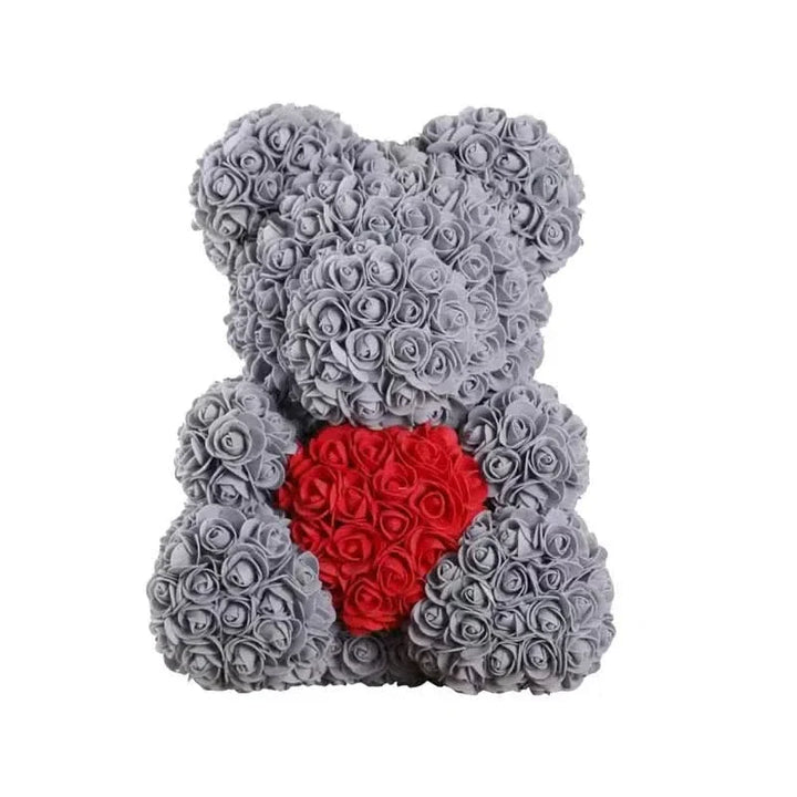 Rosen-Teddybär mit handgefertigten Schaumstoffrosen – 40 cm