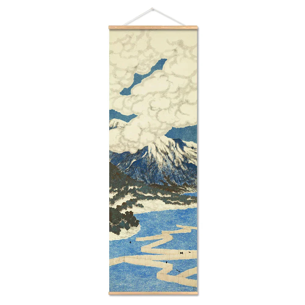 Japansk Ou-Mi Ukiyoe Rulleskriftsutskrift Poster Landskap Veggkunst Bilder Stue Vintage Maleri Bondegård Innredning