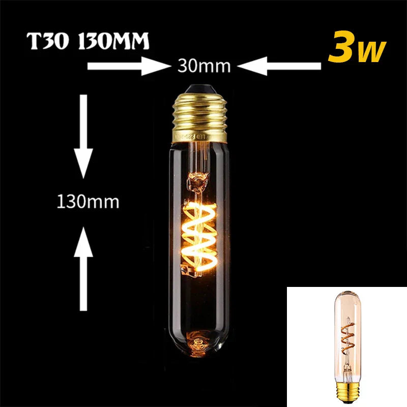 Skanto | Dimbar Vintage LED Lyspære (3W, E27 Undersøkelse) - Gull Spiral Filament for Kroner & Dekorativ Belysning
