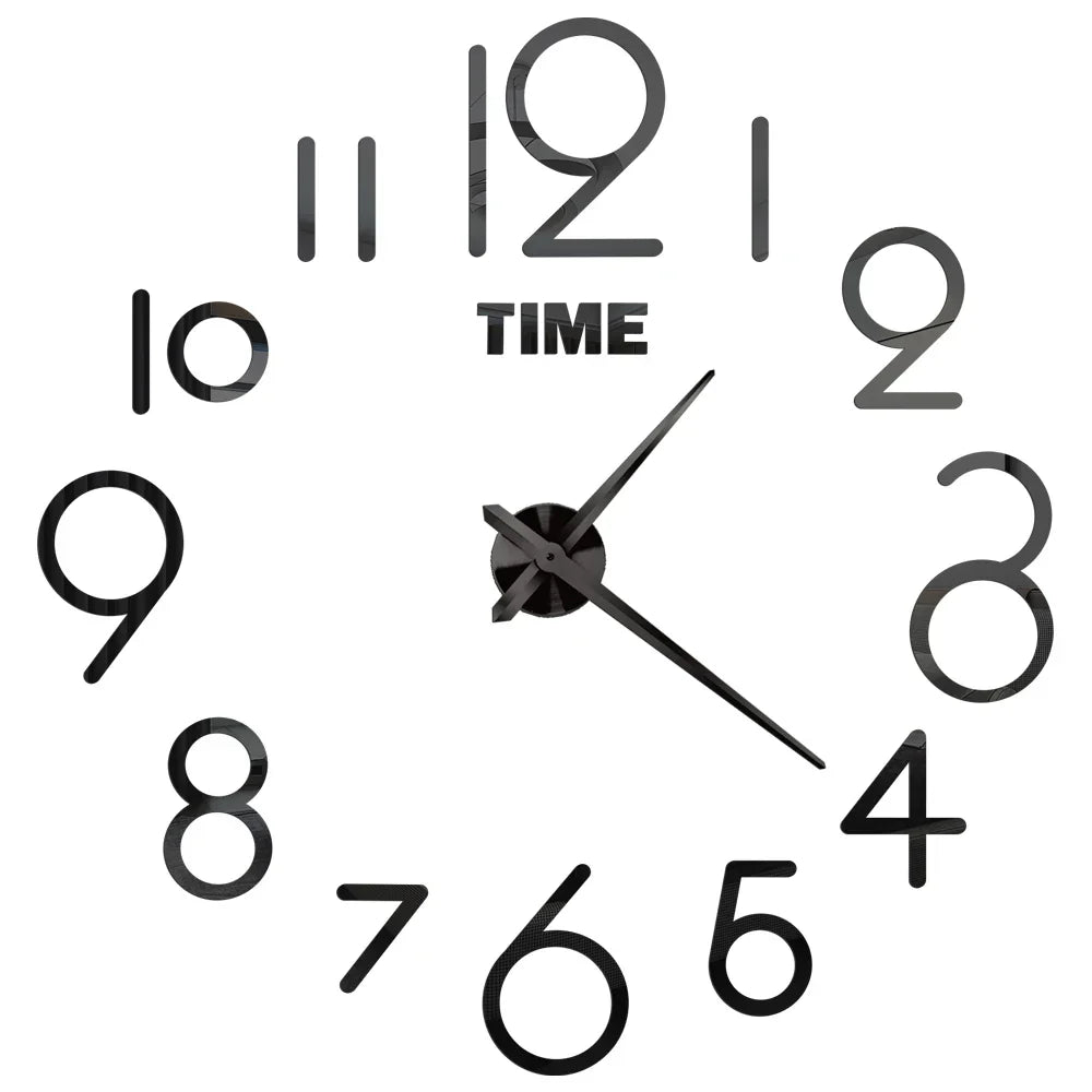 Large DIY 3D Mirror Acrylic Wall Clock for Kitchen, Dining Room, Living Room | Skanto