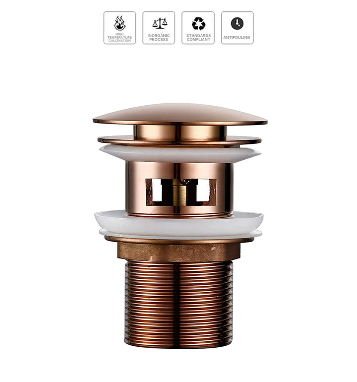 Bagnolux Rose Gold Sink Drain Valve Skanto