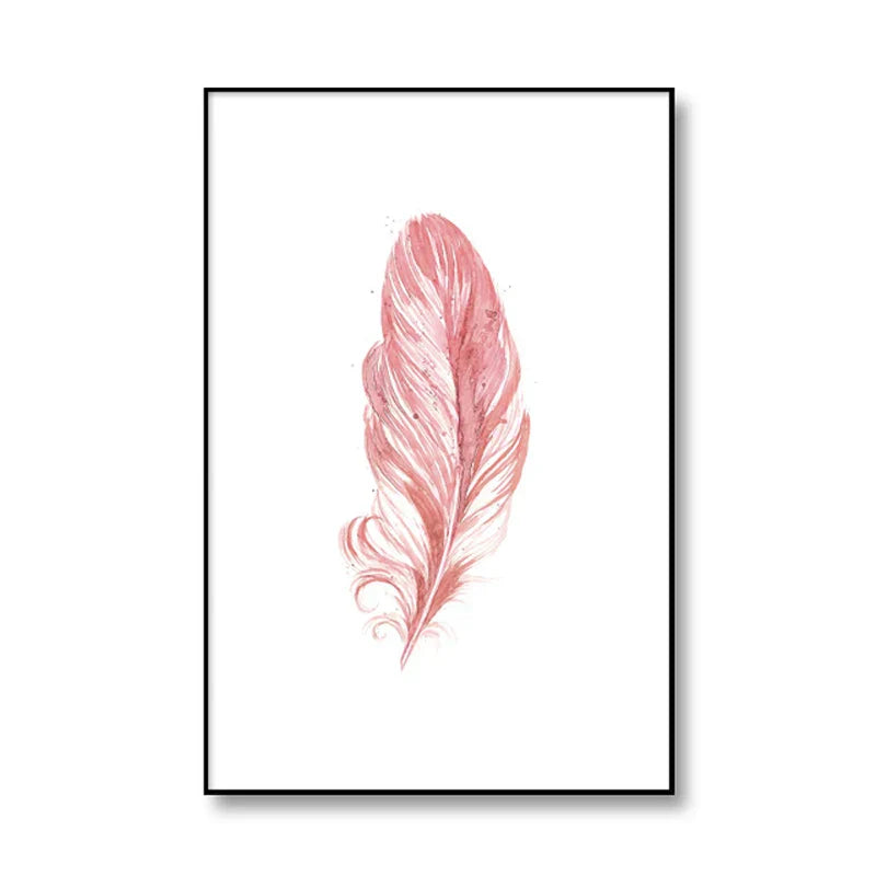 Blush Pink Love Feather Wall Art Fine Art Canvas Prints Minimalist Fashion Pictures For Living Room Girls Bedroom Fashion Art Decor | Skanto