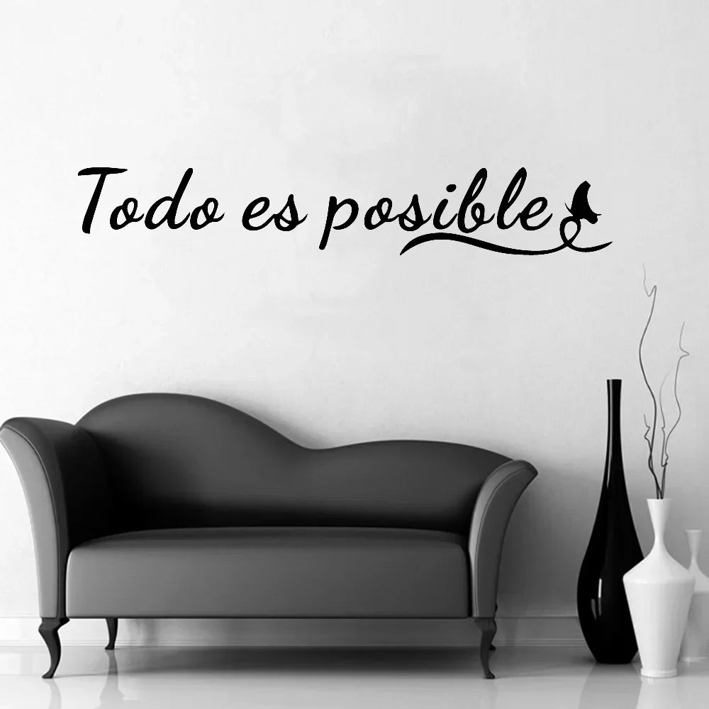 Todo Es Posible Inspiring Spanish Phrase Quotes Wall Sticker Everything Is Possible Wall Decor Removable Peel and Stick Creative DIY Home Decor | Skanto