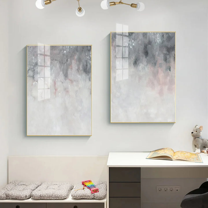 Abstract shades of pink gray minimalist wall art fine art canvas prints pictures for modern apartment living room art decor | Skanto