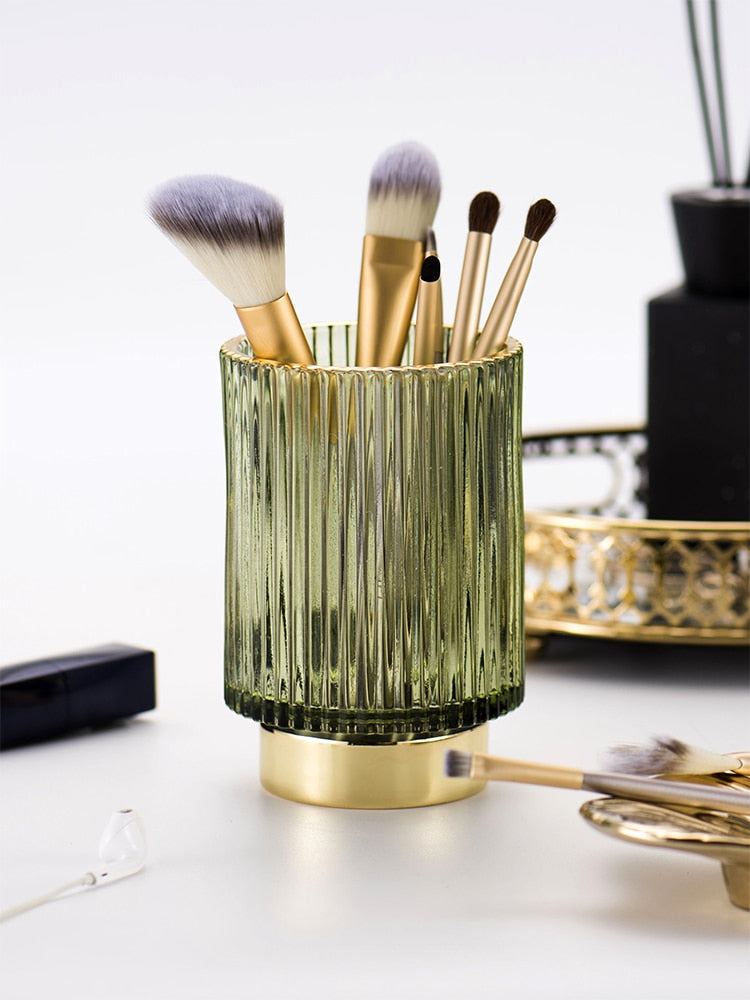 Skanto | Elise Gullfolie Glass Makeup Halter & Organizer