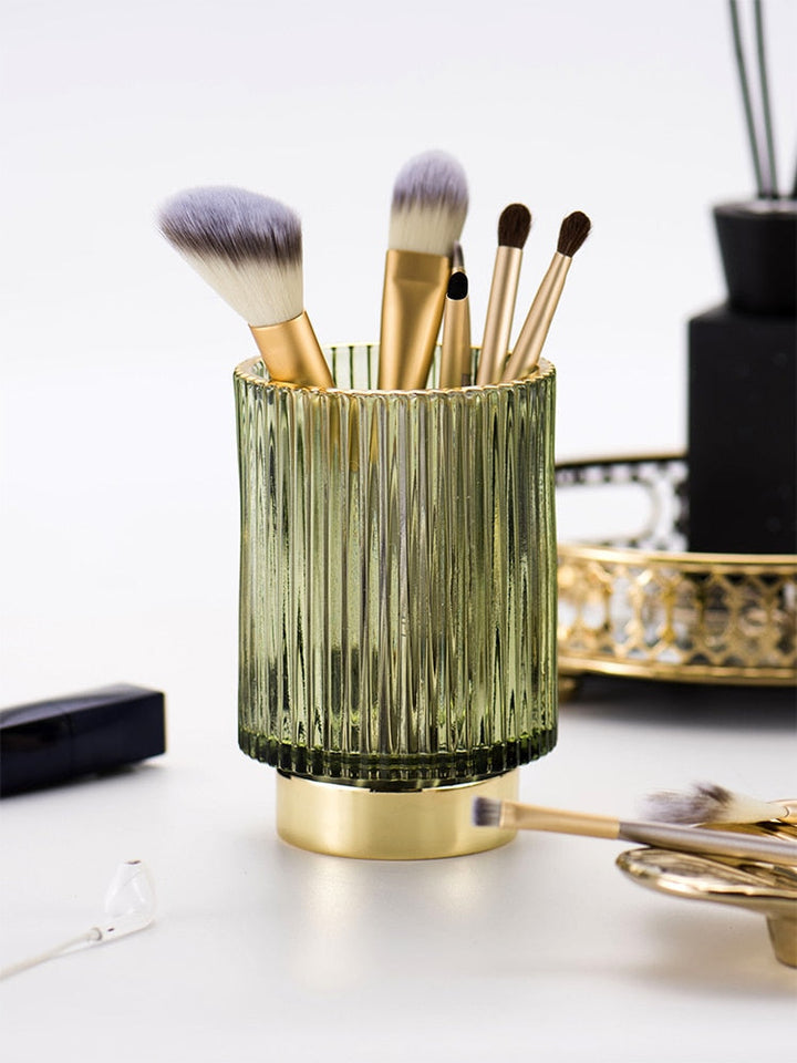 Skanto | Elise Gullfolie Glass Makeup Halter & Organizer
