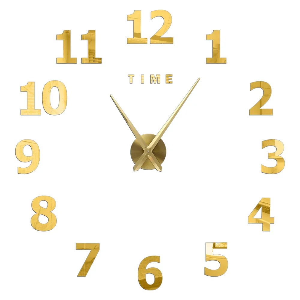 Large DIY 3D Mirror Acrylic Wall Clock for Kitchen, Dining Room, Living Room | Skanto