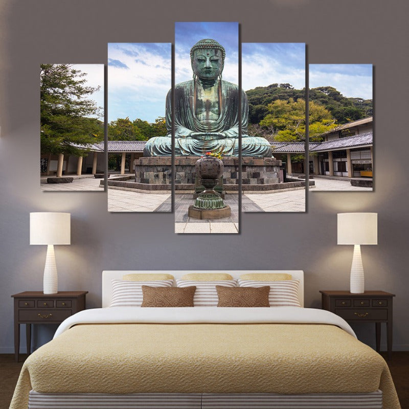 5 Stykke Abstract Den store Buddha fra Kamakura - Lerret Veggkunst Maleri | Skanto