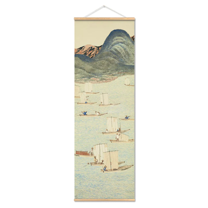 Japansk Ou-Mi Ukiyoe Rulleskriftsutskrift Poster Landskap Veggkunst Bilder Stue Vintage Maleri Bondegård Innredning