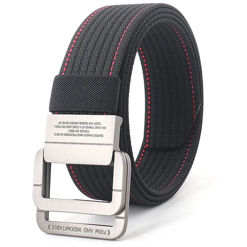 Unisex-Canvas-Gürtel – Doppelte Metallringschnalle, verstellbar