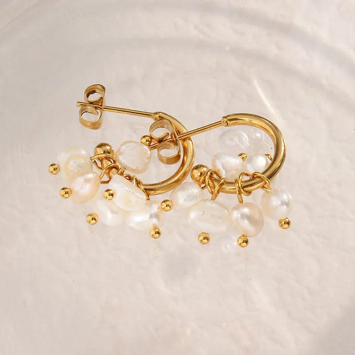 Skanto | 18k Delikat Perle Drapere Øredobber