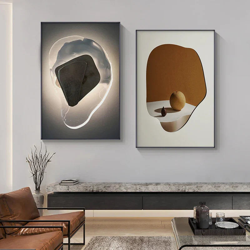 Modern Aesthetic Abstract Geometry Wall Art Fine Art Canvas Prints Pictures For Luxury Apartment Living Room Dining Room Entry Foyer Art Decor | Skanto