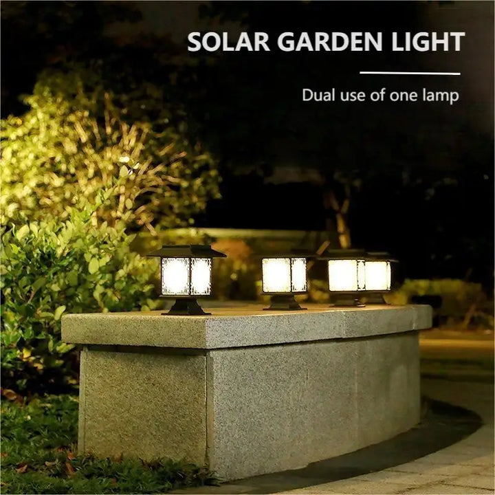 Skanto | Solar LED Hage Lampe – Stor Firkantet Lampe med Varmt Lys og Dobbelt Bruk