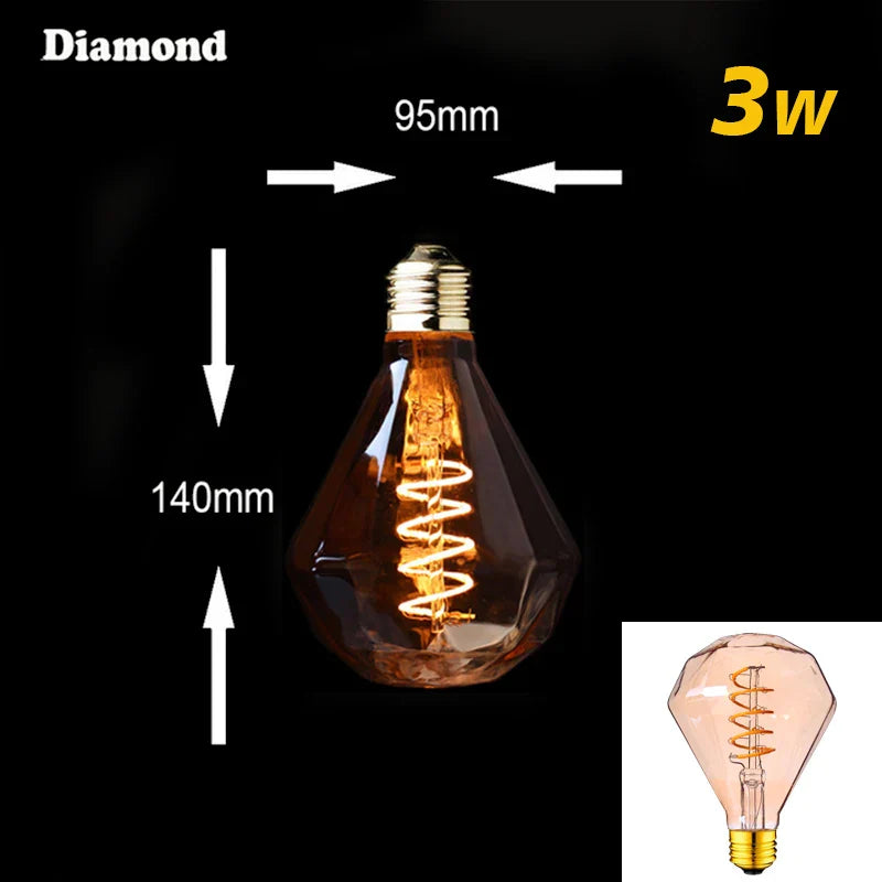 Skanto | Dimbar Vintage LED Lyspære (3W, E27 Undersøkelse) - Gull Spiral Filament for Kroner & Dekorativ Belysning