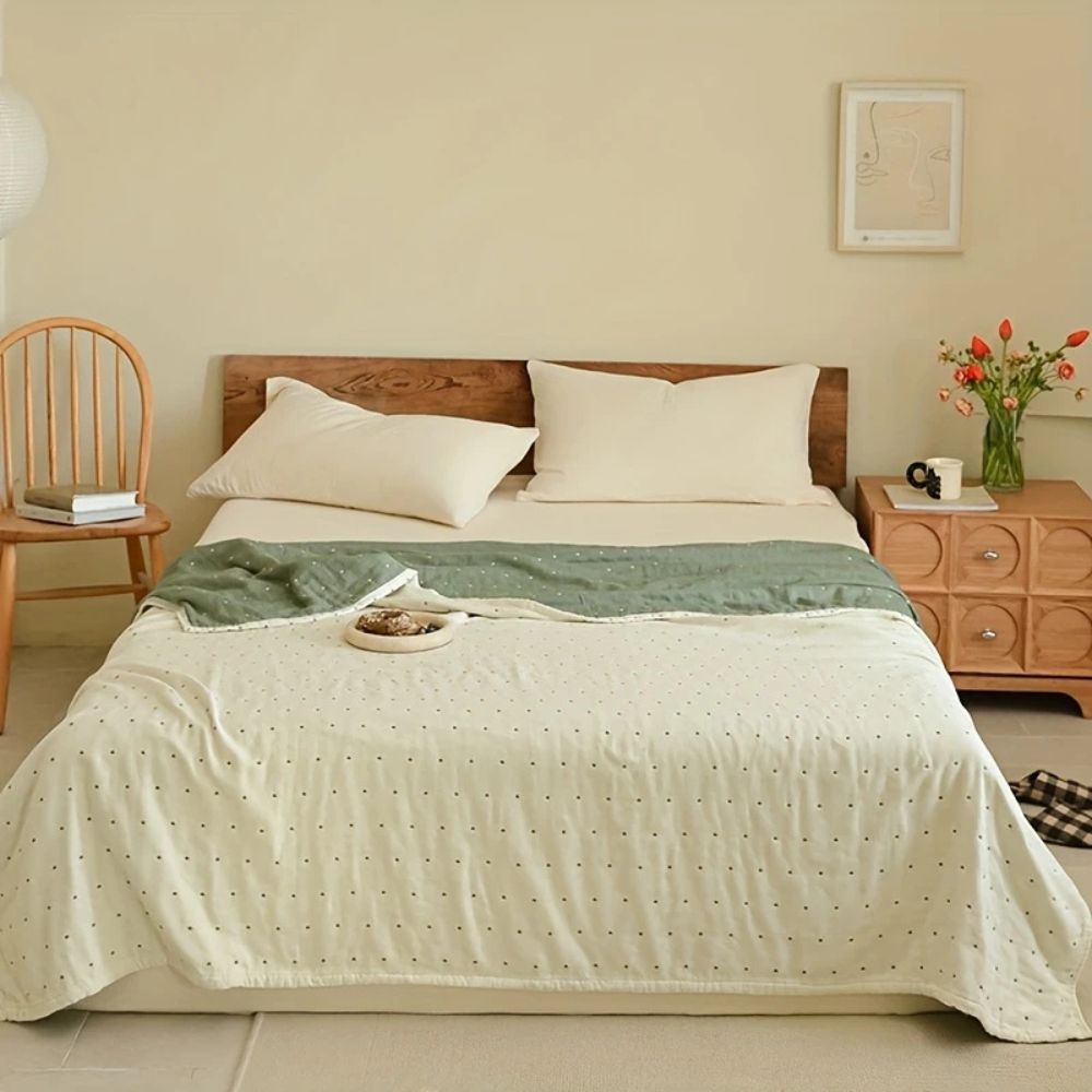 Skanto | Hjertet Stitch Double-Spliced Cotton Gassteppe