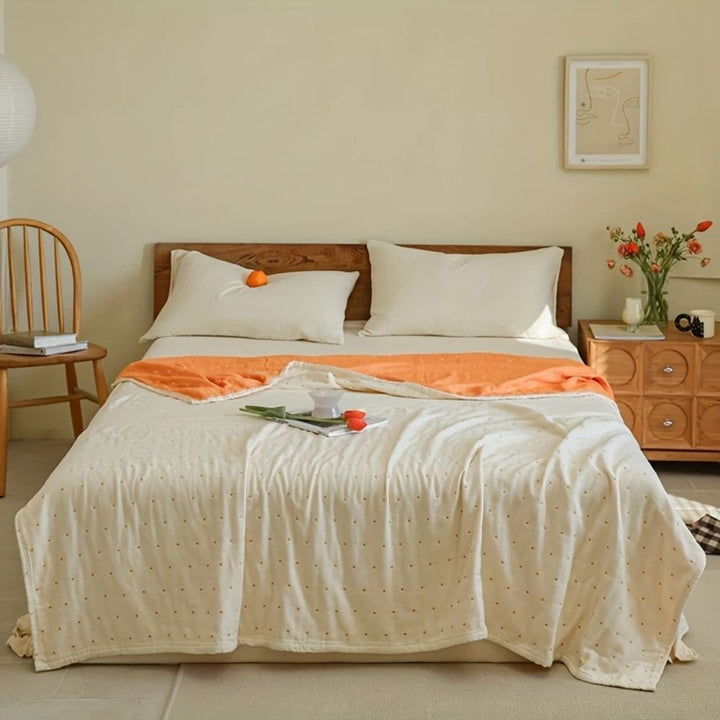 Skanto | Hjertet Stitch Double-Spliced Cotton Gassteppe