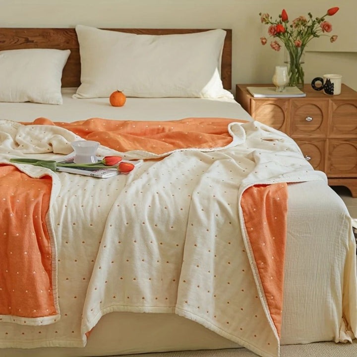 Skanto | Hjertet Stitch Double-Spliced Cotton Gassteppe
