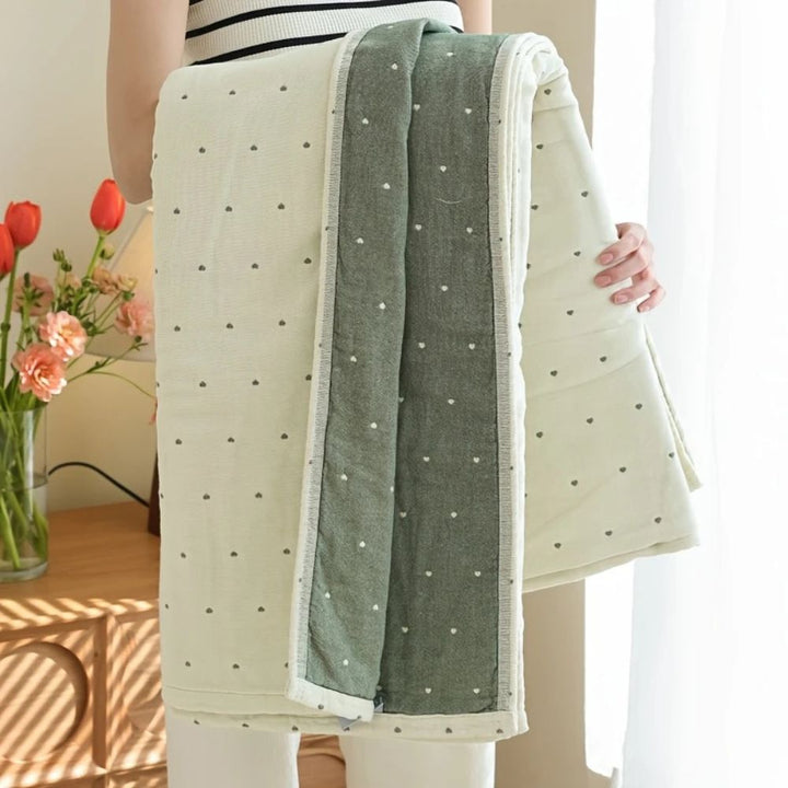 Skanto | Hjertet Stitch Double-Spliced Cotton Gassteppe